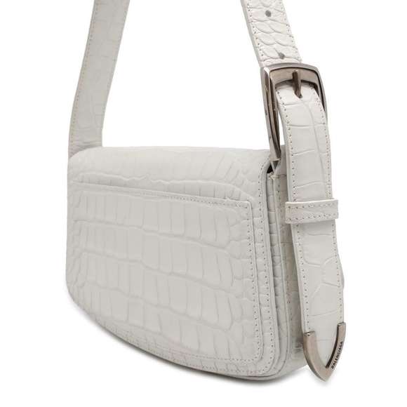 Balenciaga Flap Croco Embossed Shoulder Bag White - Picture 2 of 16